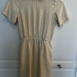 Madewell‎ Dress Women's XS Graphic Print Cream Short Sleeve Silk Mini Open Back